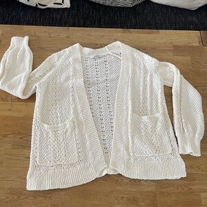 Madewell 100% Cotton, Summer Open Weave Cardigan Sweater, Ivory, Small, EUC
